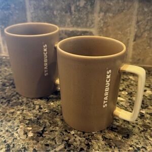 Starbucks Tan Ceramic Coffee Mugs Set of 2 – 12 oz – Classic & Minimal